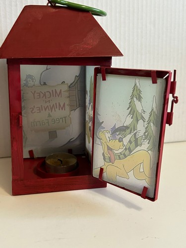 Disney Mickey Mouse Minnie Pluto Christmas Lantern Metal Candle Holder Red - Picture 11 of 13