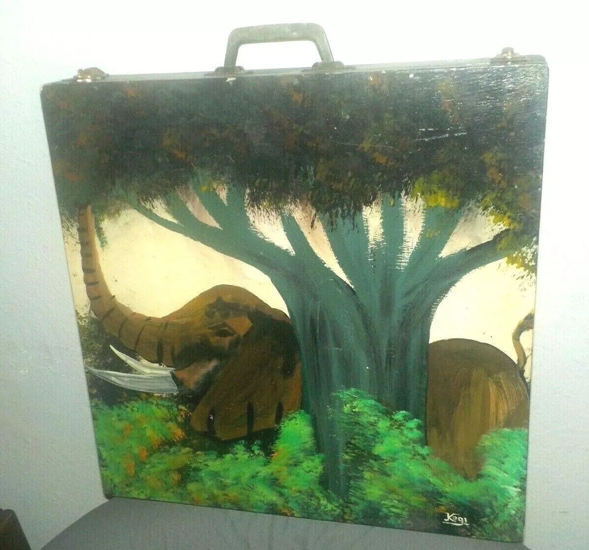 Vintage Wood Art Art Supply Caddy Carrying Case Oil Painting by African  Artist