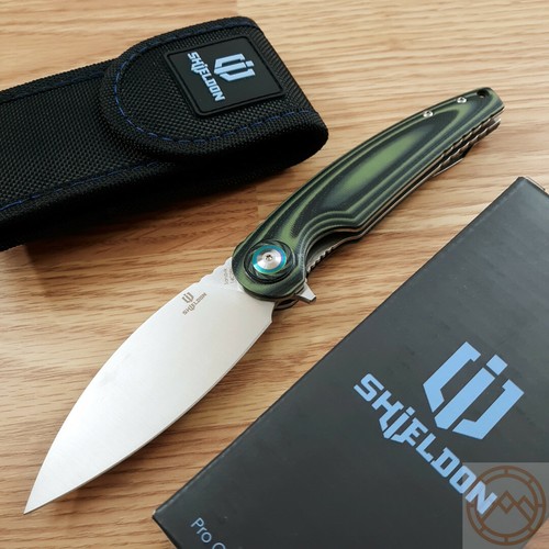 Shieldon Bulbasaur Folding Knife 3.66" Sandvik 14C28N Blade Green G10