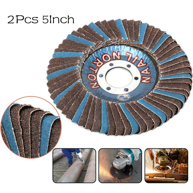 2Pcs 5Inch Round Flap Sanding Discs Abrasive Wheel Grinding Grooves