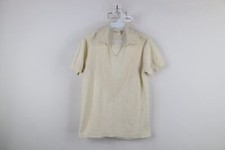 Vtg 70s Streetwear Womens Large Distressed Terry Cloth Collared Polo Shirt USA