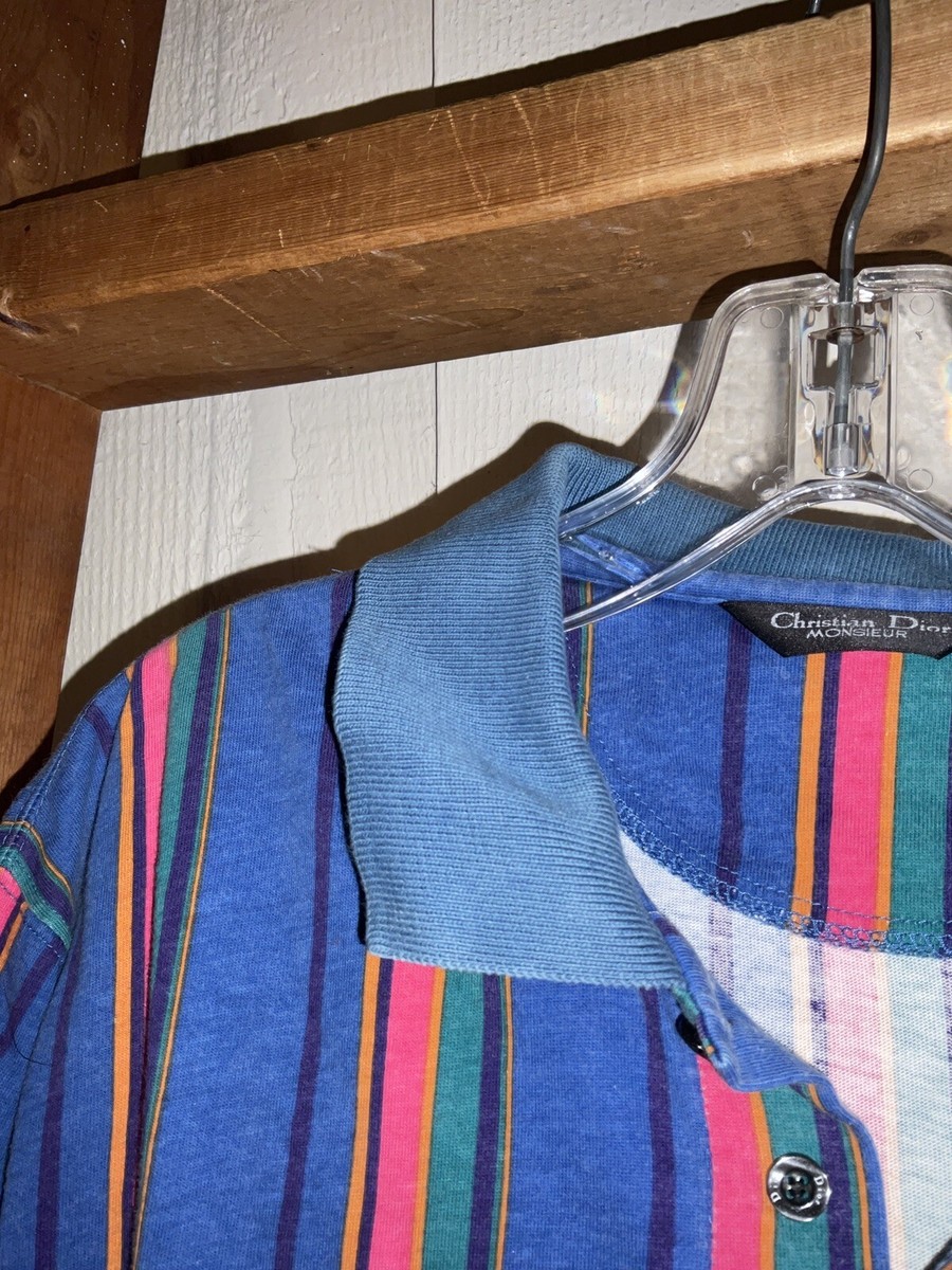 vintage christian dior sz s monsieur stripe ls polo shirt
