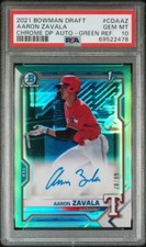 2021 Bowman Draft Chrome Aaron Zavala Auto Green Refractor #CDAAZ 70/99 PSA 10