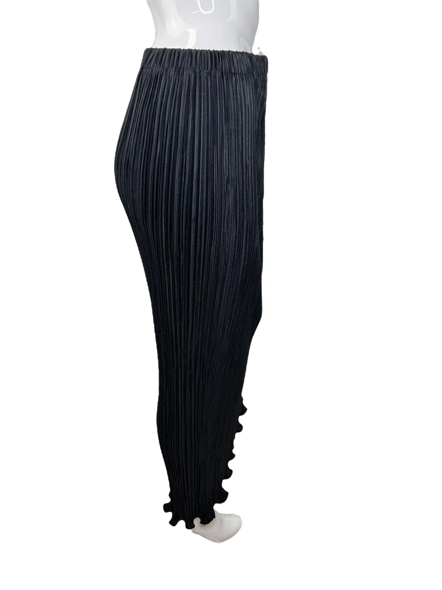 NEW Vintage 80s Black Accordion Pleated Elastic High Waistband