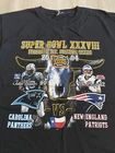 Vintage 2004 Super Bowl Patriots vs Panthers Julius Peppers Tom Brady Shirt Larg