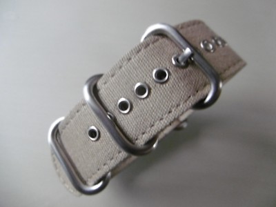 Leinen 24 mm khaki Canvas Strap ZULU-Rundring-Edelstahl-matt-Uhrband