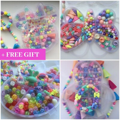 Kinder Gemischte Perlen Schmuckherstellung Kit Edelsteine Zum Selbermachen Box Armband Set Handwerk + GRATIS GESCHENK 