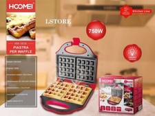 Piastra elettrica per waffle 750W cucina dolci waffel antiaderente macchinario