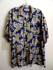 Men  s Campia Moda Vintage Rayon Leaf Design Short Sleeve Hawaiian Shirt XL