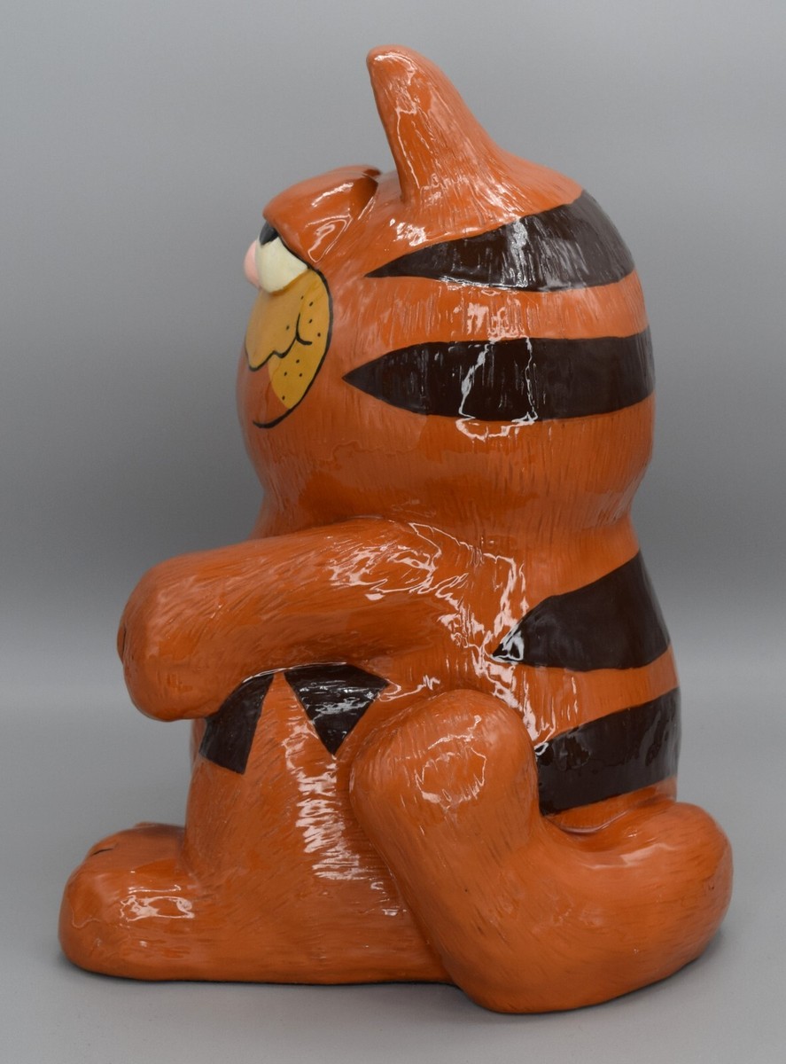 Vintage Large 1980s Garfield Piggy Coin Bank Hand Painted Ceramic