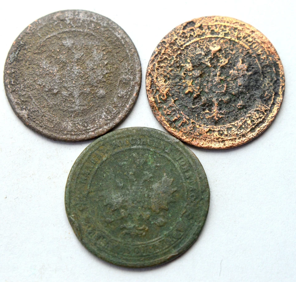 RUSSIA EMPIRE 1 KOPEIKA 1898-1901 OLD COPPER COINS LOT - Image 2 of 2