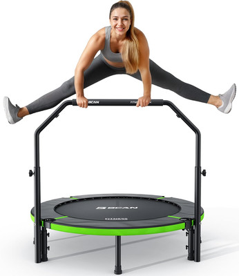 40''/48'' Foldable Mini Trampoline, Rebounder Trampoline for Adults, U/T Shape Adj