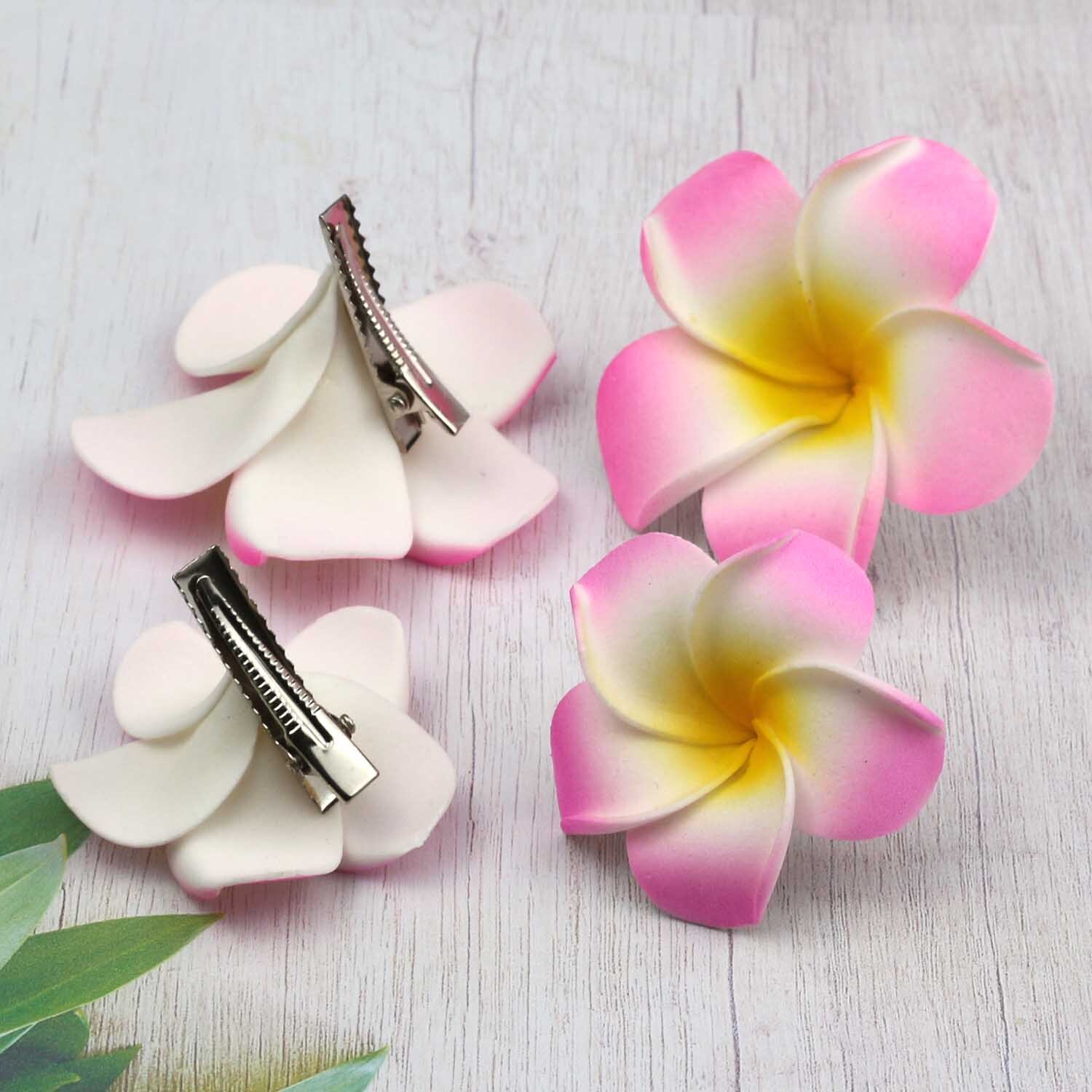 UBIK 4er Set Haarspangen Mit Blumenmuster – Große Klammern Für Dickes Haar, Hawaiianische Blumenclips In 4 Farben
