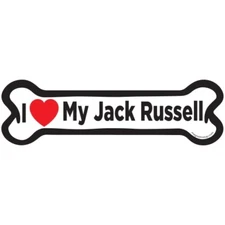I Love My Jack Russell Dog Bone Car Magnet - 2x7 Dog Bone Auto Truck Decal