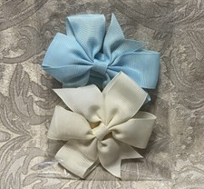Adorable Hair Bow Grosgrain Ribbon Girl Baby Toddler Elastic Headband Set Of 2