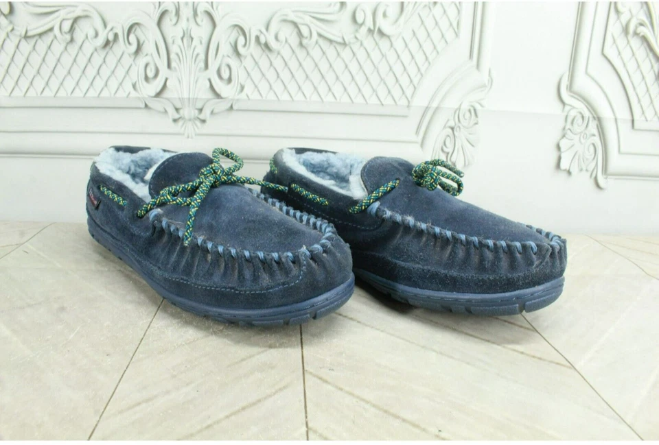 Zapatillas mocasín forradas de piel de oveja LL Bean Kids azul gamuza Wicked Good talla 3 Foto 3 de 4