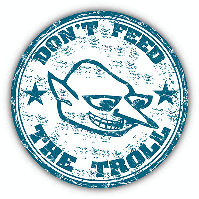 Don't Feed The Troll Grunge Rubber Stamp Car Bumper Sticker Decal 5" x 5"