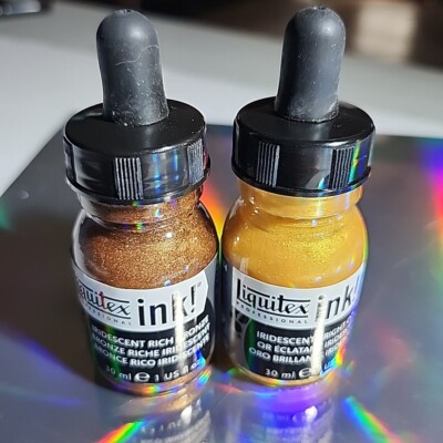 Liquitex Ink 30ml Irridescent Burnt Gold And Rich Bronze Set Of 2