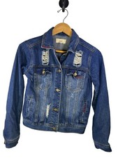 Chelsea & Violet Womens Destructed Trucker Denim Jacket Size M