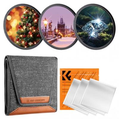 K&F CONCEPT 3 pcs Star Filters Set 4+6+8 Points Cross Screen Starburst Filter
