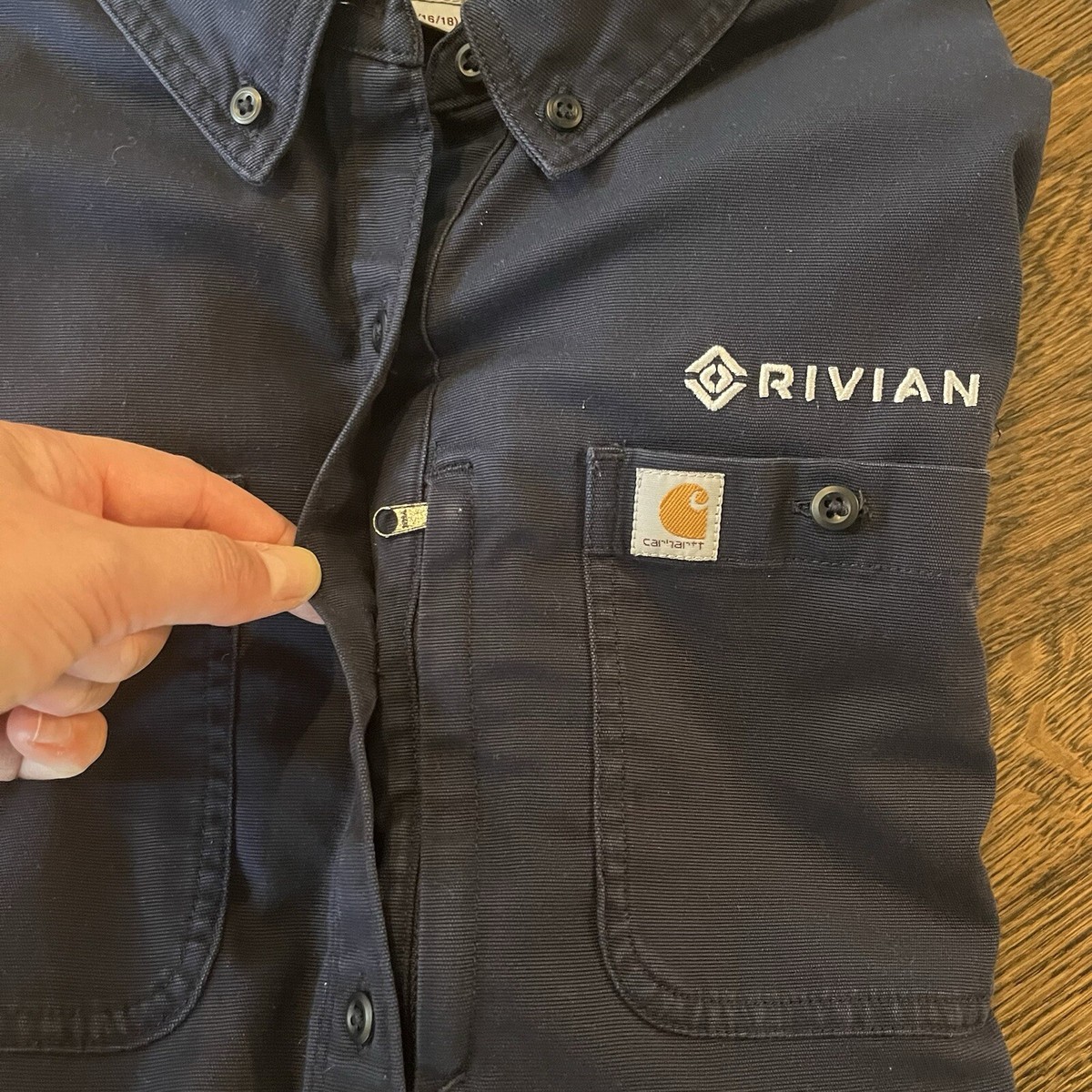 Rivian Carhartt Long Sleeve Button Down Shirt Youth Boys Size XL