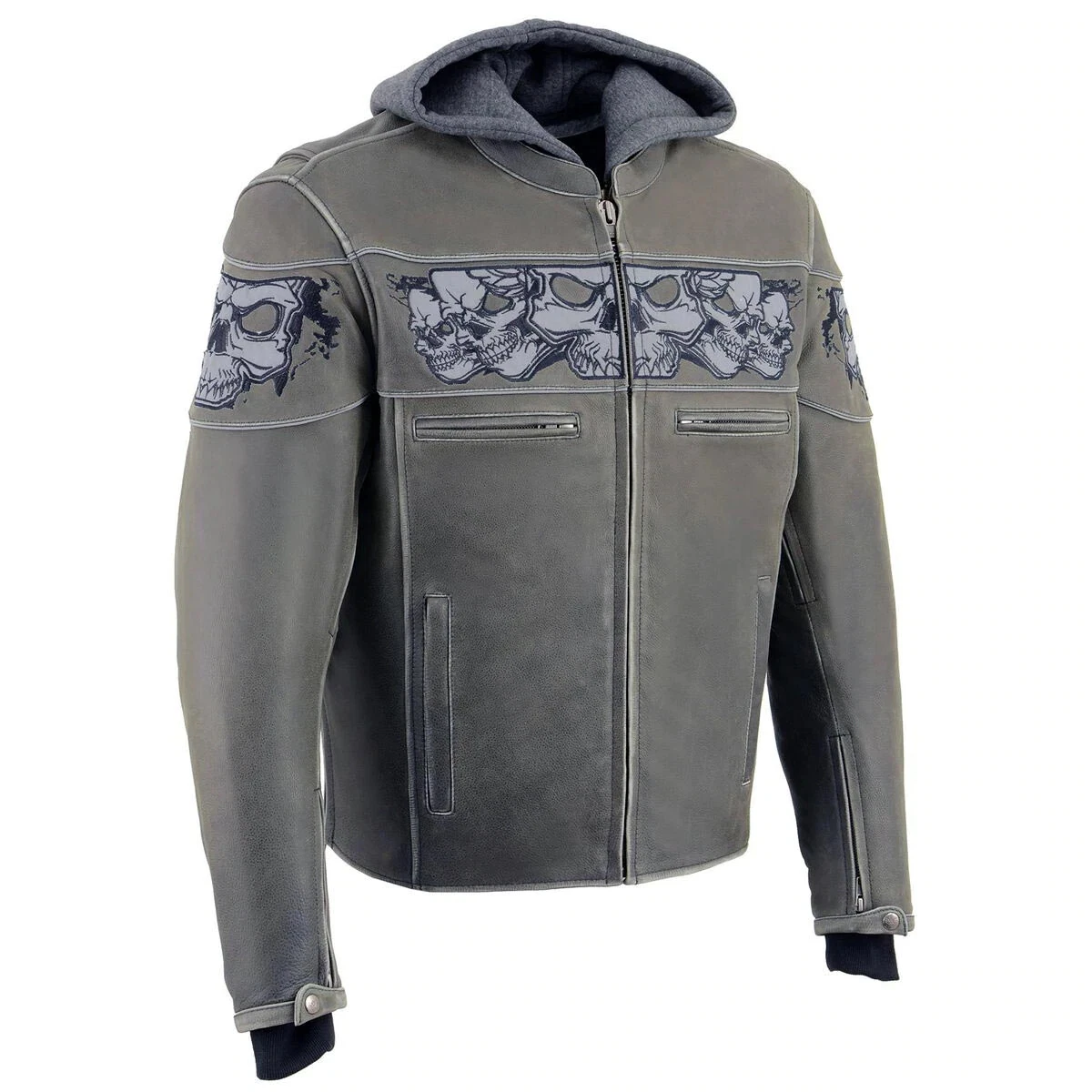 Distressed grey shop leather jacket