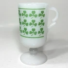 1950s Lucky Shamrocks Milk Glass Irish Coffee Mug Vintage St. Patrick’s Day