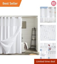 Heavy Duty Honeycomb Textured Shower Curtain Set - 71x75 Inch White Elegance