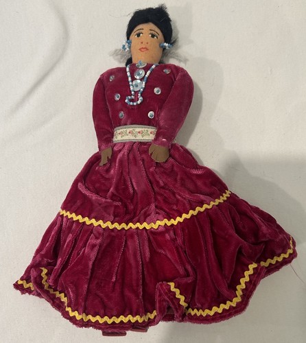 Vintage Native American Navajo Indian Rag Doll Folk Art Pink Velvet ...