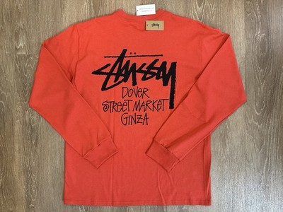 STUSSY DOVER STREET GINZA LONG SLEEVE T-SHIRT RED SIZE LARGE