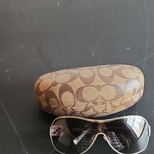 COACH Monogram Brown Hard Clamshell Sunglass Eye Glass Case w/ Monogrammed