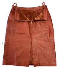 Vintage Size 4 Wilson s Leather Women's Brown Skirt Back Zip Pencil With Slit