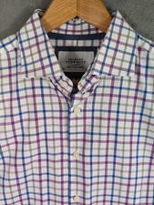 Charles Tyrwhitt Button Up Shirt Mens 17 35 Long Sleeve Check Cotton Multi Color