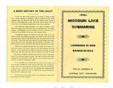 The Missouri Lake Submarine Brochure Exhibition Central City Colorado 