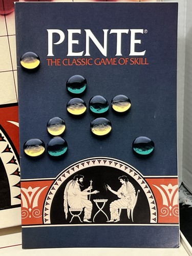 VINTAGE 1984 PENTE Board Game Of Skill Yellow Red Stones With Instructions - Picture 3 of 10