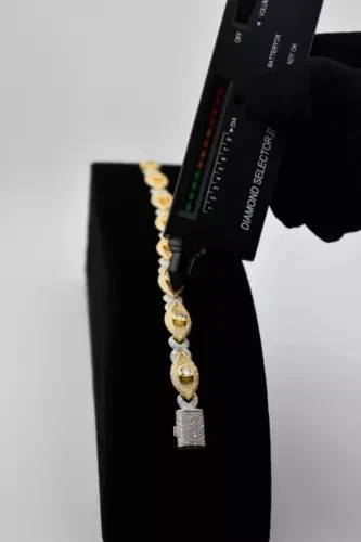 10 ct Round Tested D Moissanite VVS1 Cuban Bracelet 14k White Gold Plated Silver - Image 2 of 4