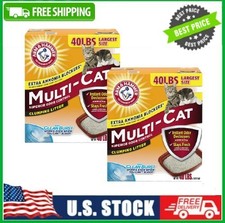2 Box Superior Odor Control Cat Litter, Clumping, Clean Burst Scent, 40 lb Box