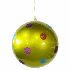Vickerman M120213 5.5 in. Lime Candy Polka Dot Ball
