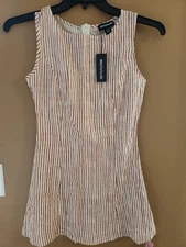 NWT 5063647085484Pretty Little Thing Red striped boatneck dress Size 4