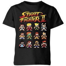 Image of Street Fighter - Pixel Characters - Kids T-Shirt | Official Licensed | Black