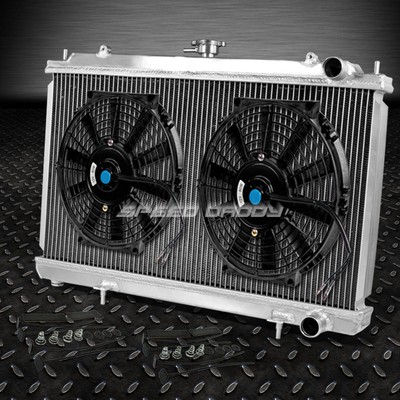 2-ROW FULL ALUMINUM RACING RADIATOR+10''BLACK FAN FOR 95-98 240SX S14 SILVIA KA24