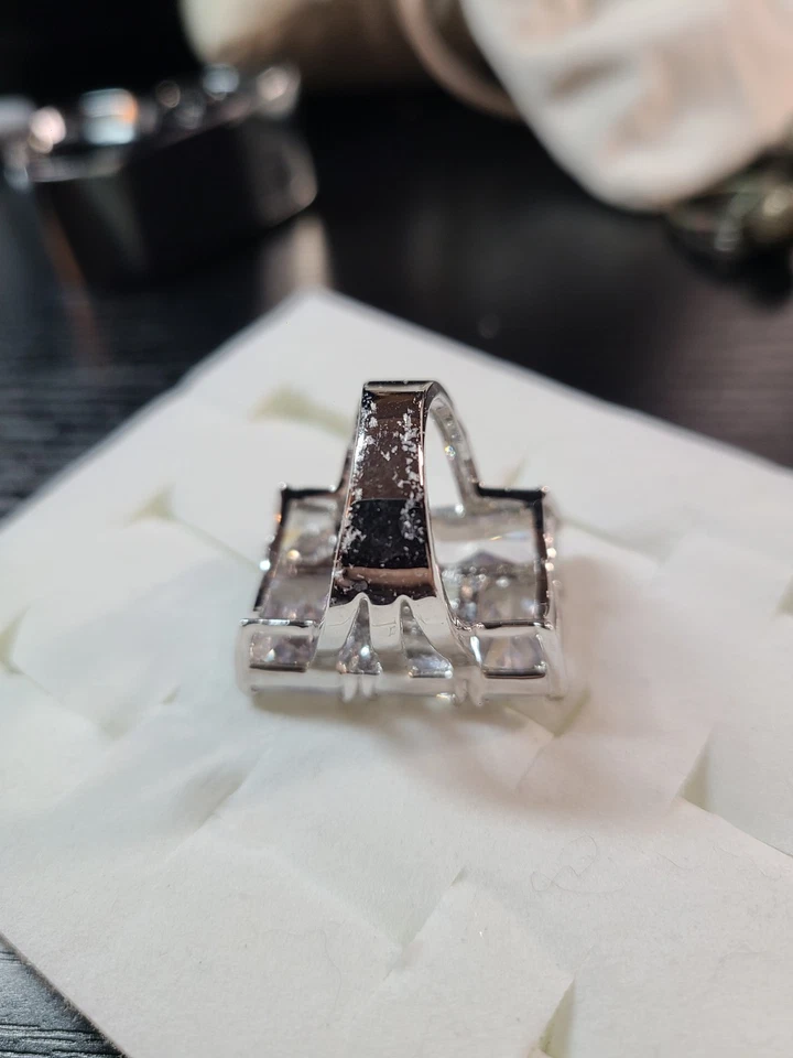 Park Lane WOW кольцо большой CZ кластер серебристого тона заявление коктейль размер 8 - Изображение 4 из 4