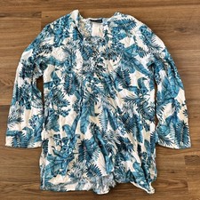La Blanca Large Lace Up Swim Cover Tunic Dress Floral Beach Lightweight Resort