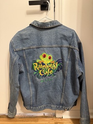 Vintage 90s Rainforest Cafe Miami Frog Denim Jean Jacket Size Medium