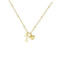 Easter Gifts for Kidseen Girls - Heart Initial Necklace for Women, 14K Gold T