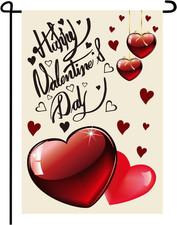 Valentine's Day Double-Sided Garden Flag, 12x18 Inch Burlap Love Heart Decor