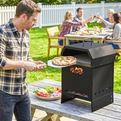 3 in 1 Outdoor Pizzaofen, tragbarer holzbefeuerter Pizzamaker mit Griffen