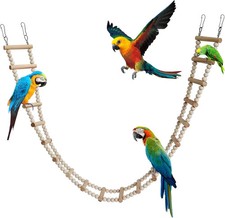 Bird Ladder Bridge, Wooden Pet Hamster Climbing  Swing Toys, Cage Accessories f