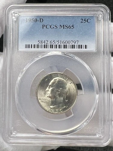 1950-D Washington Quarter ~ PCGS MS65 ~ 25c 90% Silver Denver US Coin