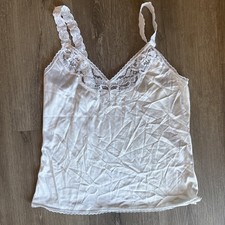 Vintage 70's/80's Vanity Fair Camisole Lingerie Slip Top White Lace USA Size 34